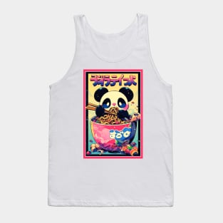 Anime Cute Panda eating Ramen | Cute Anime Panda Kawaii Design Tank Top